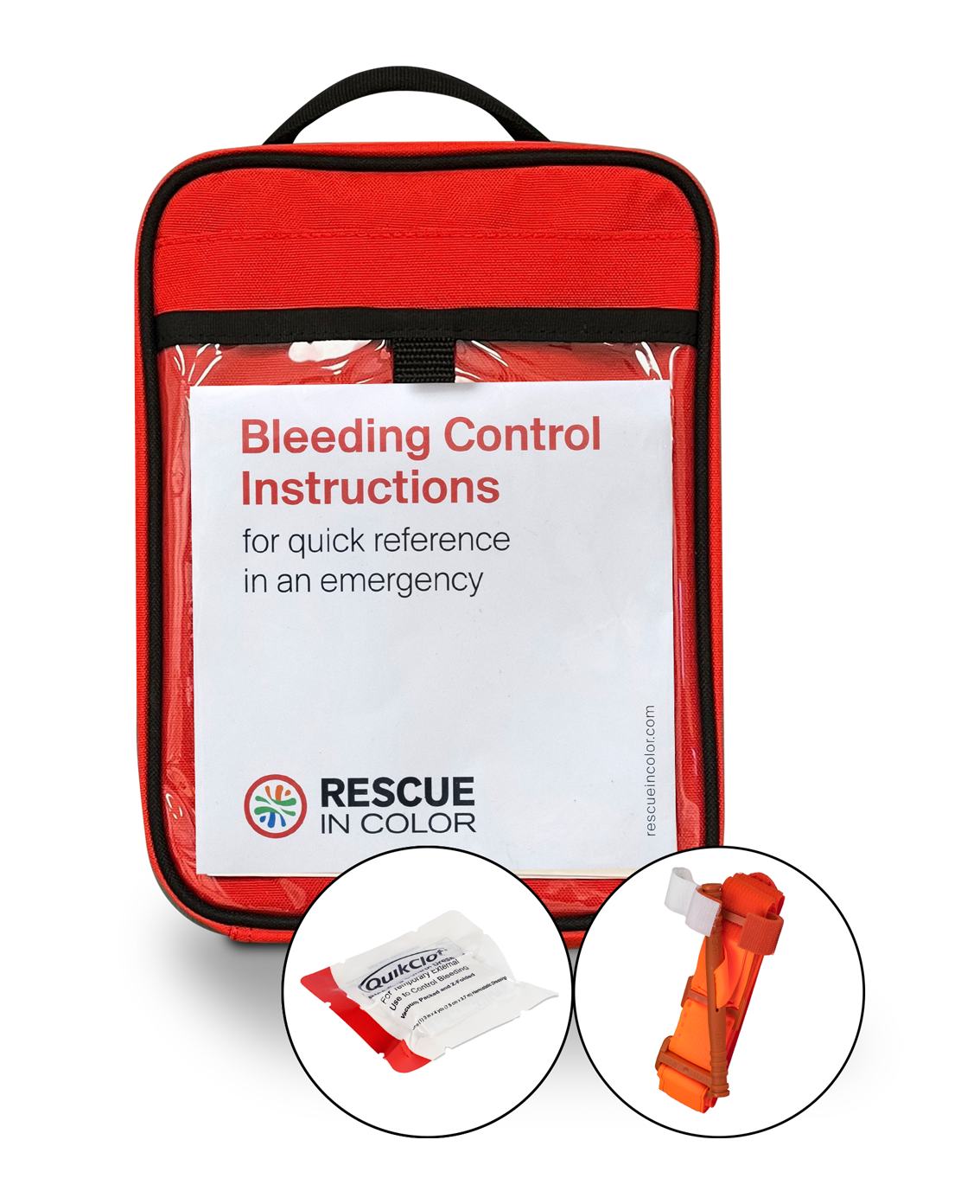 Advanced Rescue in Color KitSingle tourniquet, QuikClot Gauze Rescue